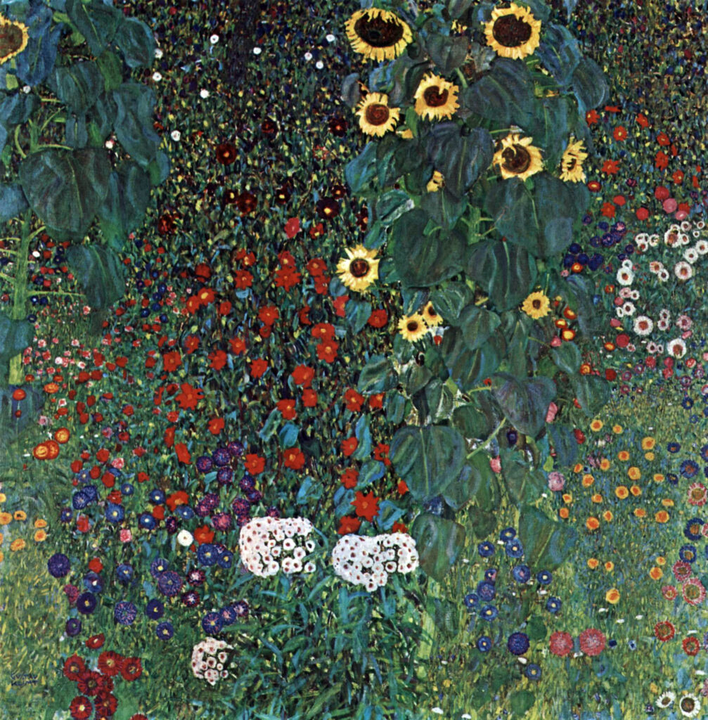 Country Garden with Sunflowers (1905) - Gustav Klimt Tablo