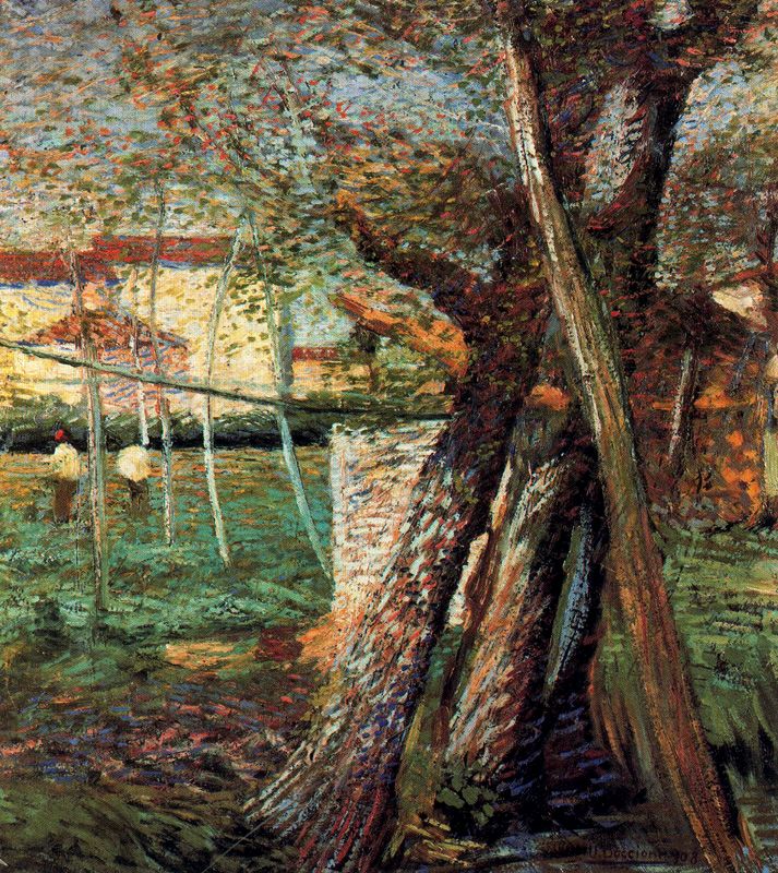 Countryside with Trees (1908) – Umberto Boccioni Tablo