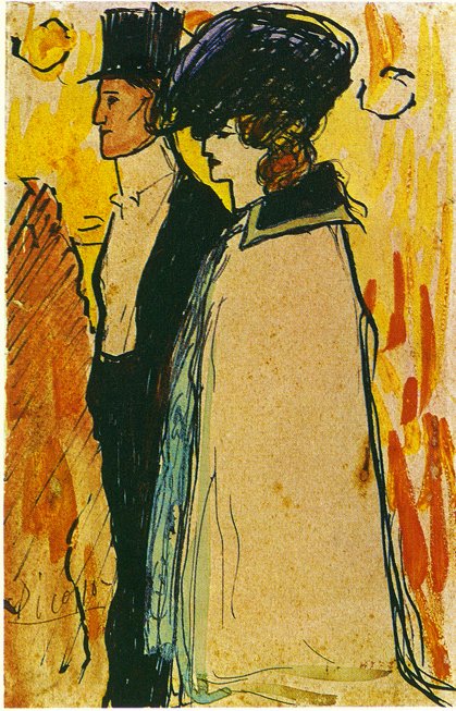 Couple walking (1901) - Pablo Picasso Tablo