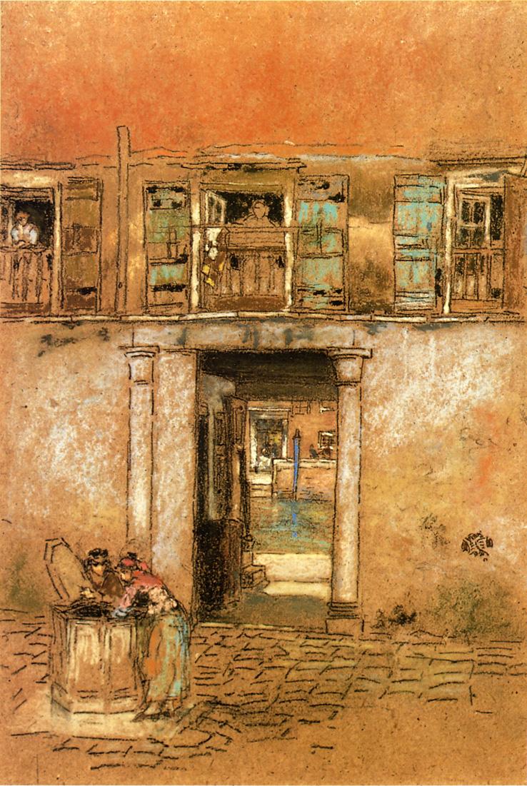 Courtyard and Canal (1879) - James McNeill Whistler Tablo