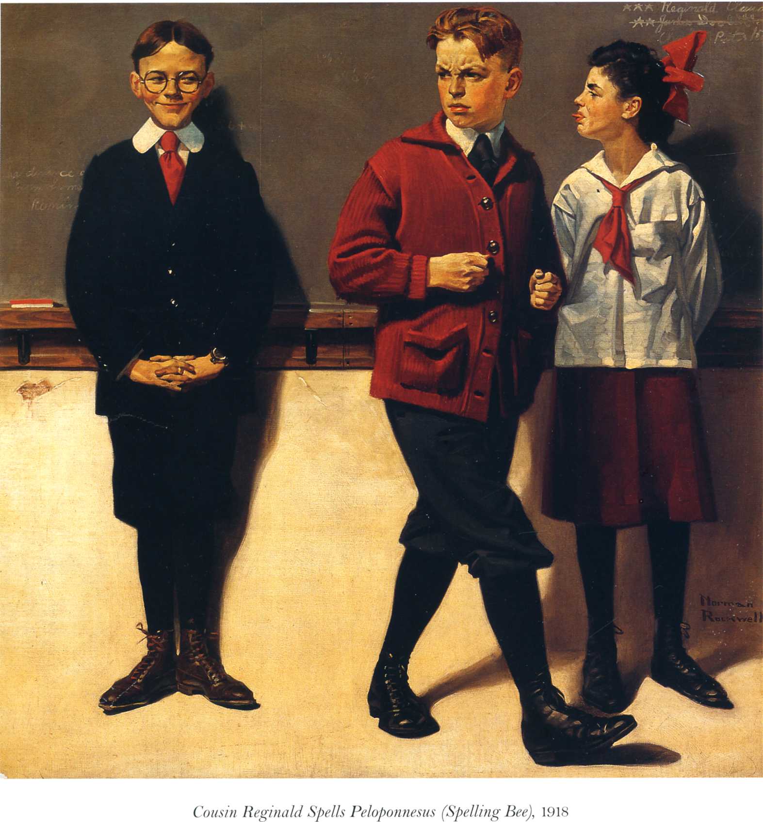 Cousin Reginald Spells Peloponnesus (1918) - Norman Rockwell Tablo