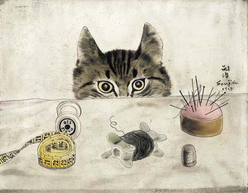 Couturier Cat (1927) – Tsuguharu Foujita Tablo