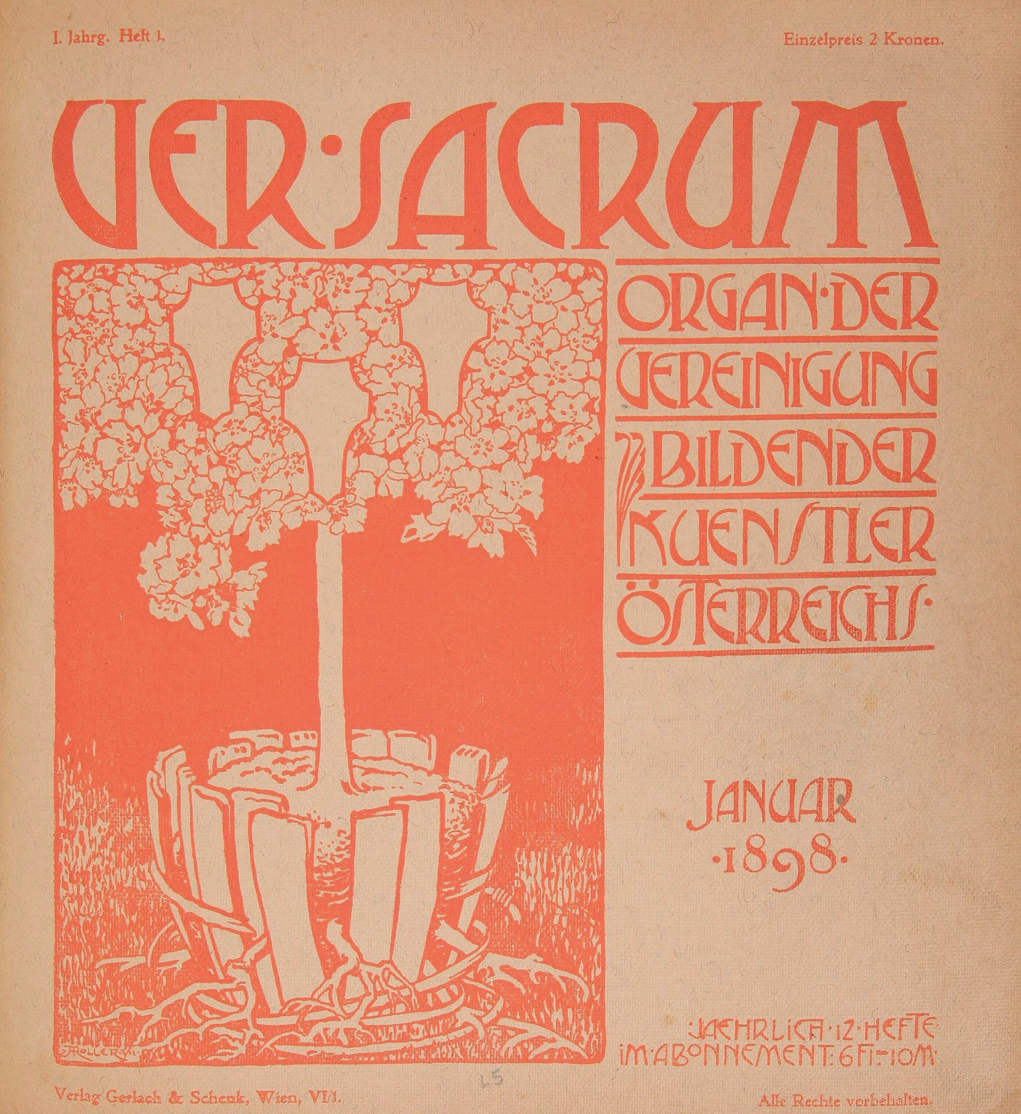 Cover of Ver Sacrum, Issue 1, January 1898 (1898) - Alfred Roller Tablo