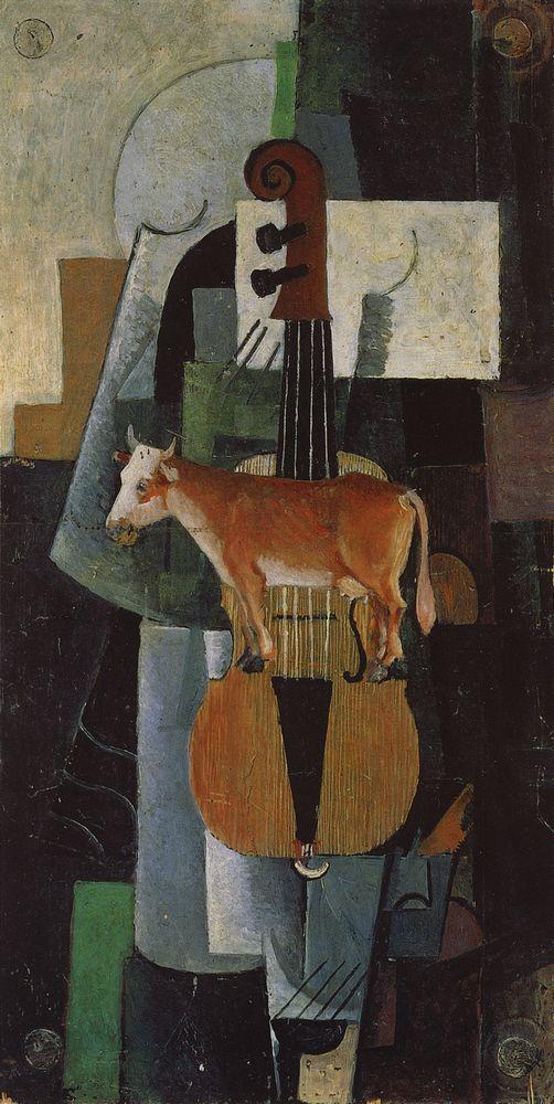 Cow and Fiddle (1913) - Kazimir Malevich Tablo