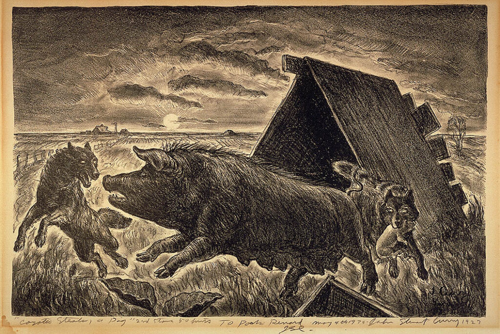 Coyotes Stealing a Pig (1927) - John Steuart Curry Tablo