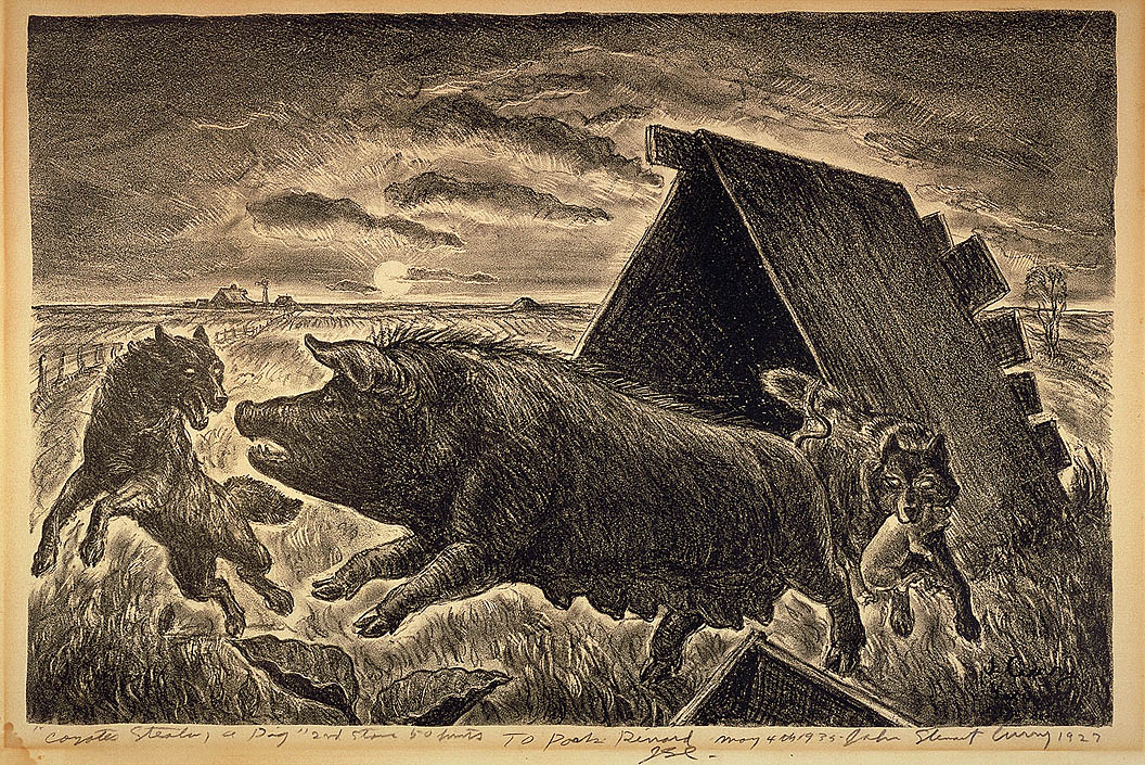 Coyotes Stealing a Pig (1927) - John Steuart Curry Tablo