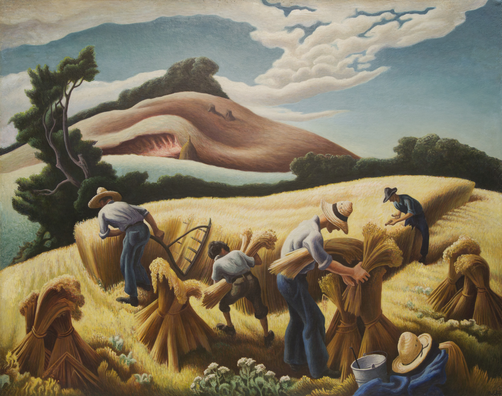 Cradling Wheat (1939) - Thomas Hart Benton Tablo
