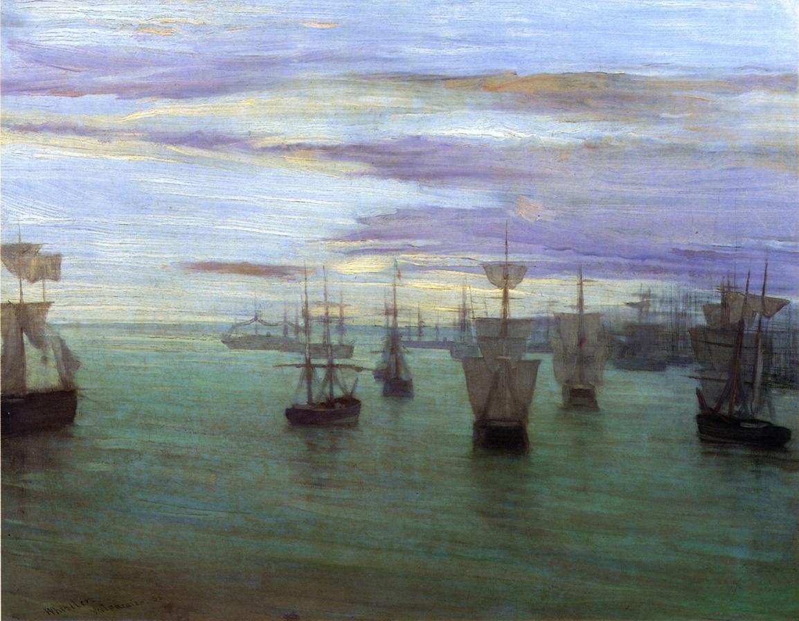 Crepuscule in Flesh Color and Green Valparaiso (1866) - James McNeill Whistler Tablo