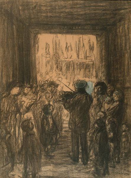 Crowd listening to fiddler – Théophile Steinlen Tablo