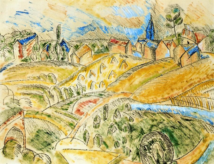 Cubist Landscape with Haystacks (1913) - Raoul Dufy Tablo
