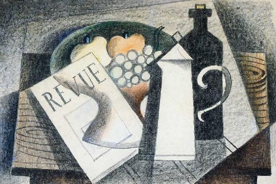 Cubist Still Life with Revue Magazine (1930) - Kmetty János Tablo