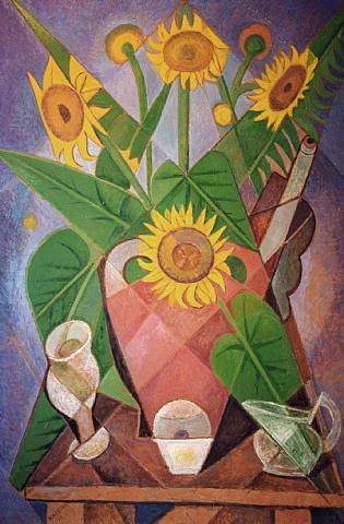 Cubist Sunflowers - Marevna (Marie Vorobieff) Tablo