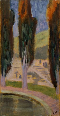 Cypress (villa Falconieri, Frascati) – Fujishima Takeji Tablo