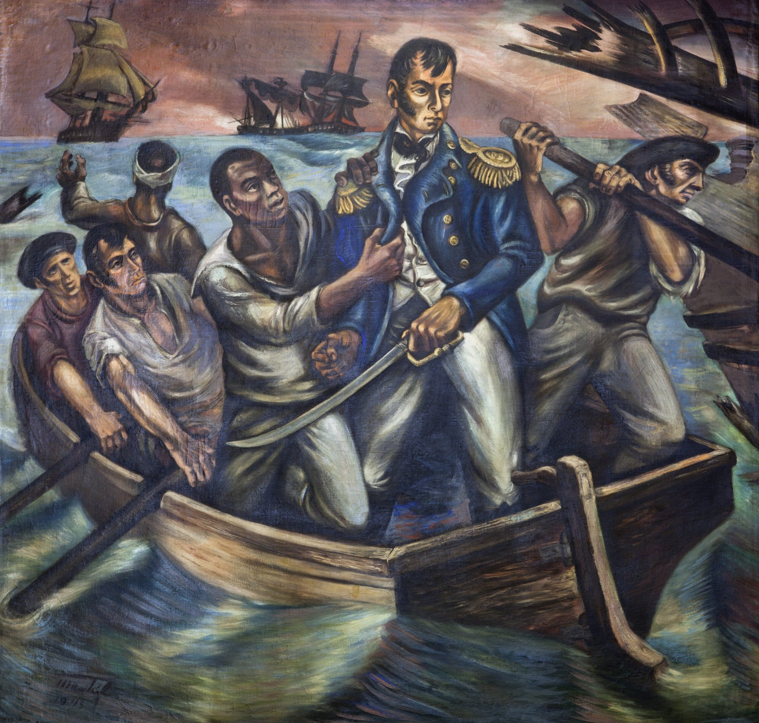 Cyrus Tiffany in the Battle of Lake Erie, September 13, 1813 (1943) - Martyl Langsdorf Tablo
