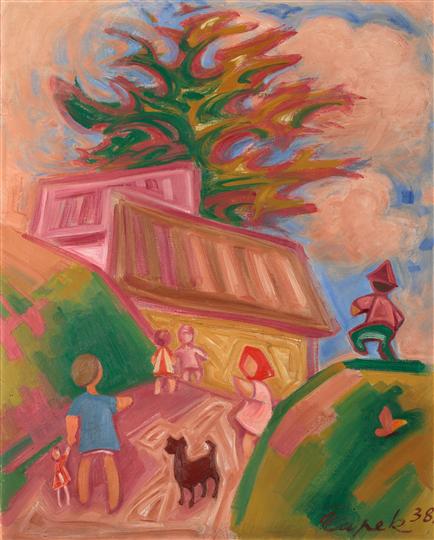 Děti před chalupou (1938) - Josef Čapek Tablo