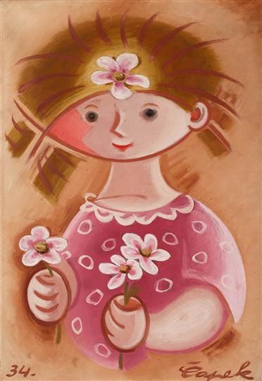Děvčátko s květinami (1934) - Josef Čapek Tablo