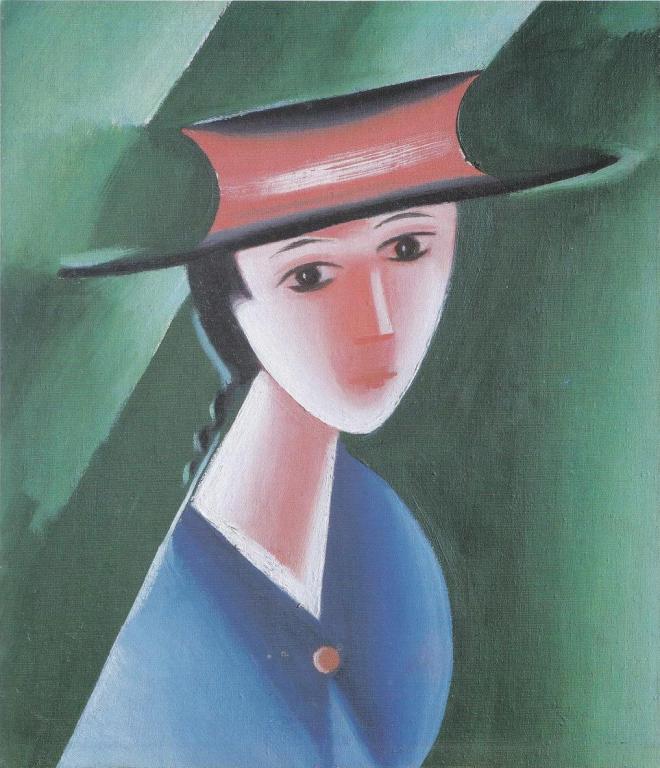Děvče v červeném klobouku (1915) - Josef Čapek Tablo