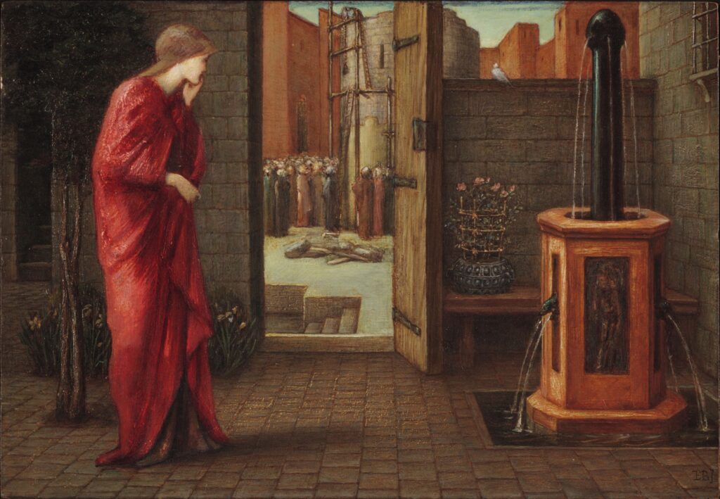 Danaë Watching the Building of the Brazen Tower (1872) - Edward Burne-Jones Tablo