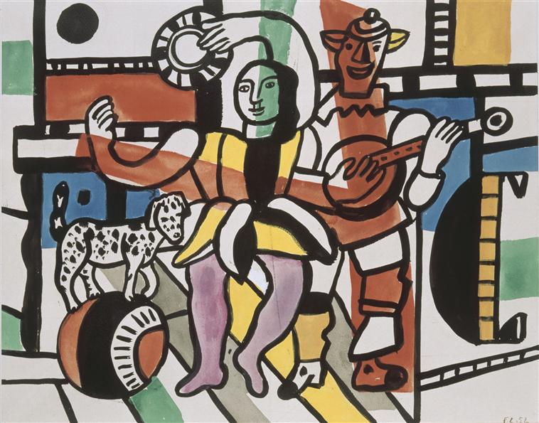 Dancer the dog (The dog on the ball, Study for the Grande Parade (1952) - Fernand Léger Tablo