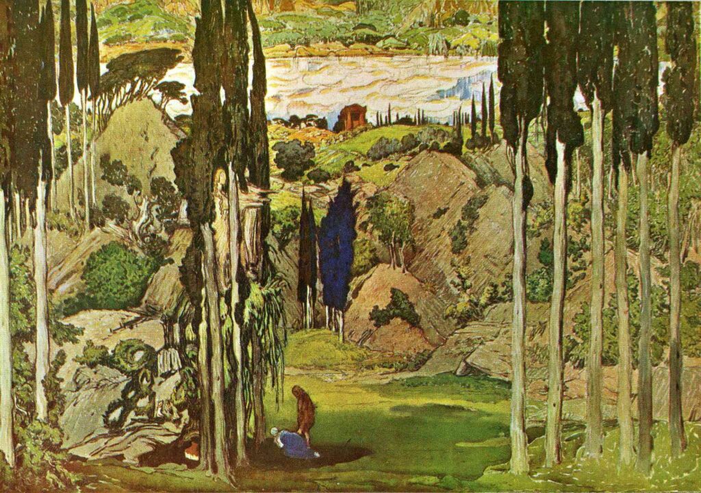 Daphnis and Chloe set design - Léon Bakst Tablo