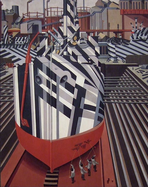 Dazzle ships in Drydock at Liverpool (1919) - Edward Wadsworth Tablo