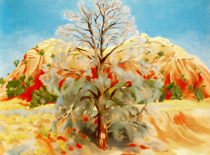 Dead Tree with Pink Hill (1945) - Georgia O'Keeffe Tablo