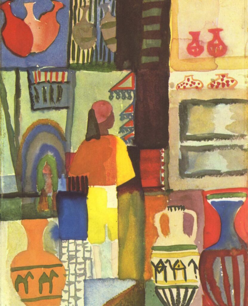 Dealer with Jugs (1914) - August Macke Tablo