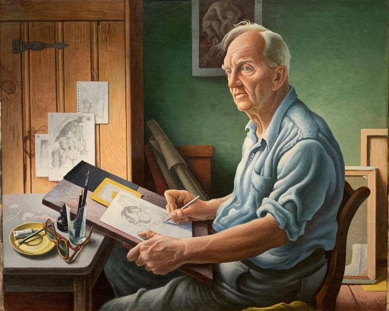 Denys Wortman Paints Thomas Hart Benton (1953) - Thomas Hart Benton Tablo