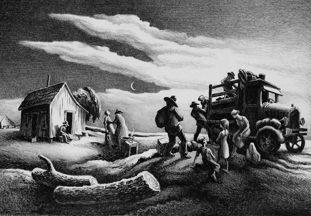 Departure of the Joads from 'The Grapes of Wrath' (1939) - Thomas Hart Benton Tablo