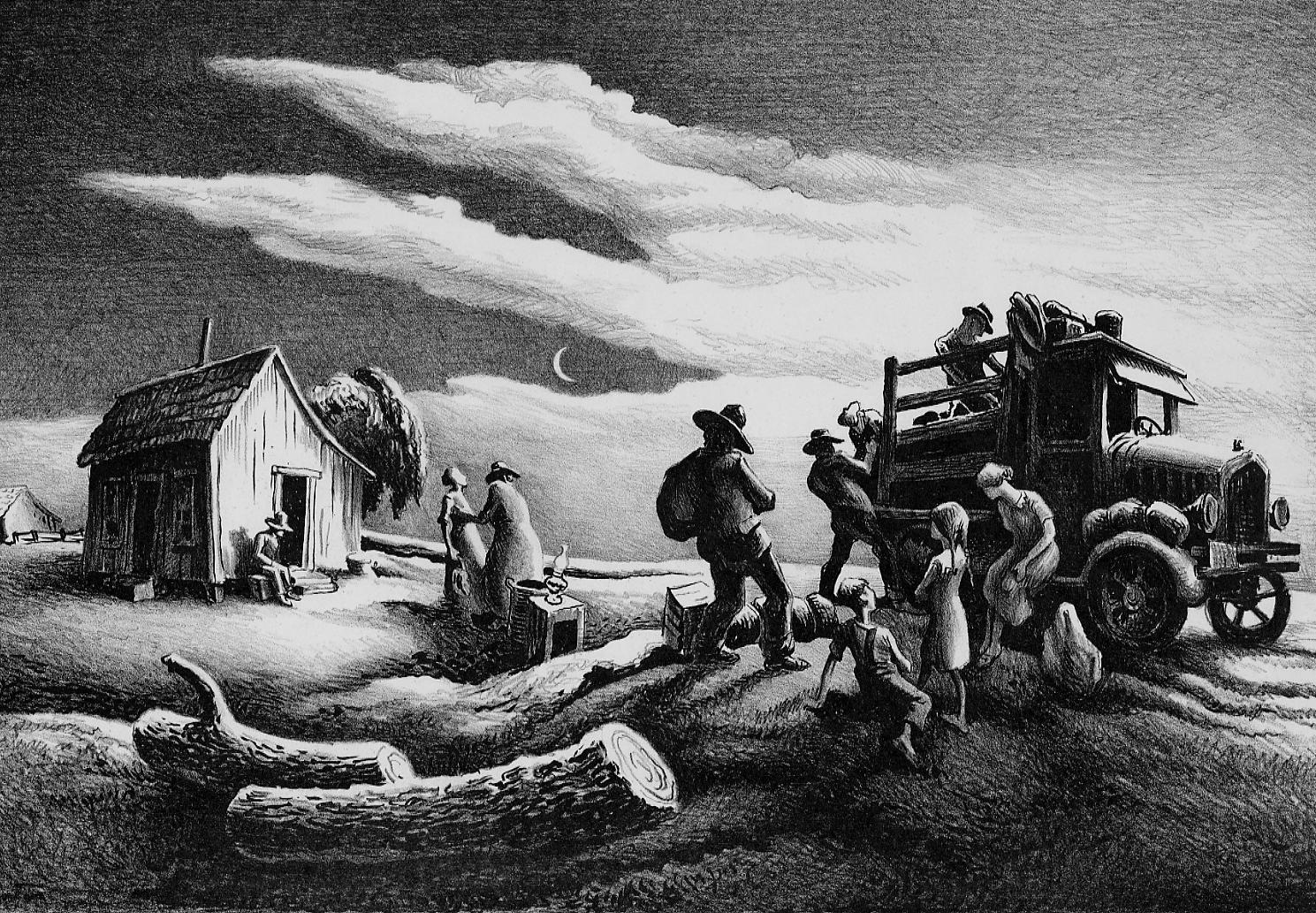Departure of the Joads from 'The Grapes of Wrath' (1939) - Thomas Hart Benton Tablo