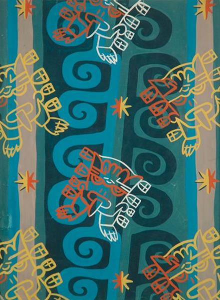 Design for Cretonne Drapery Fabric (1932) – Lois Mailou Jones Tablo