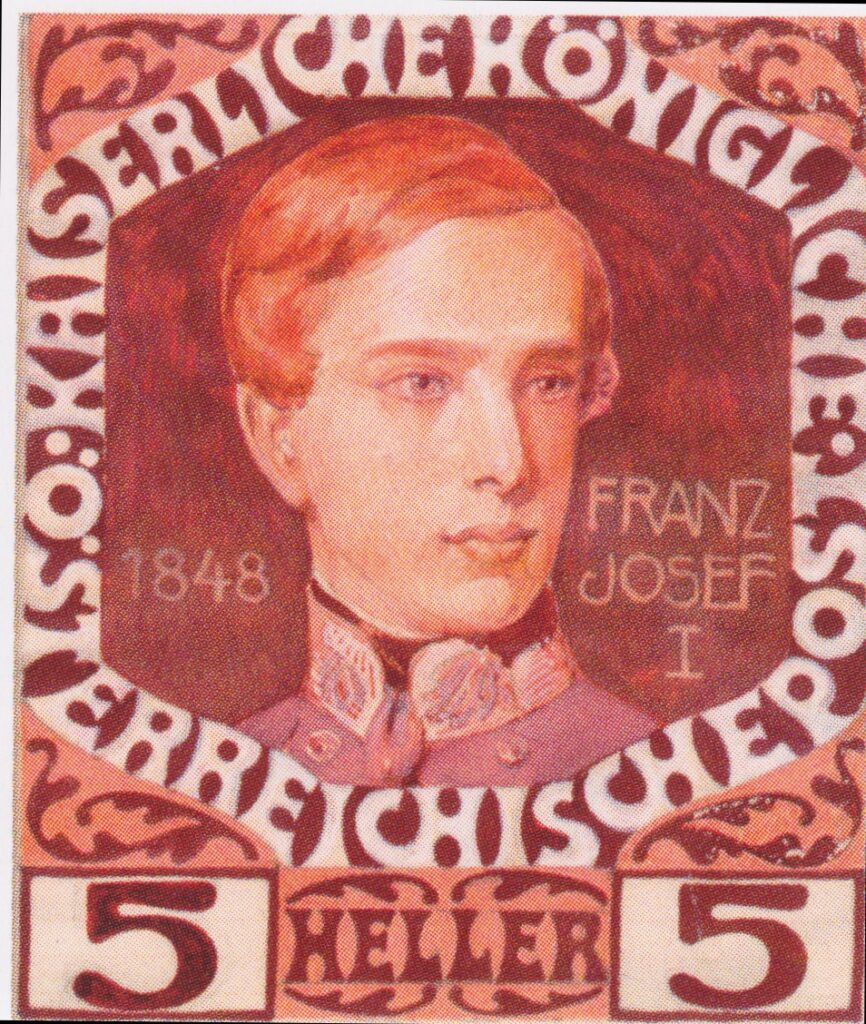 Design for the anniversary stamp with Austrian Emperor Franz Joseph (1908) - Koloman Moser Tablo