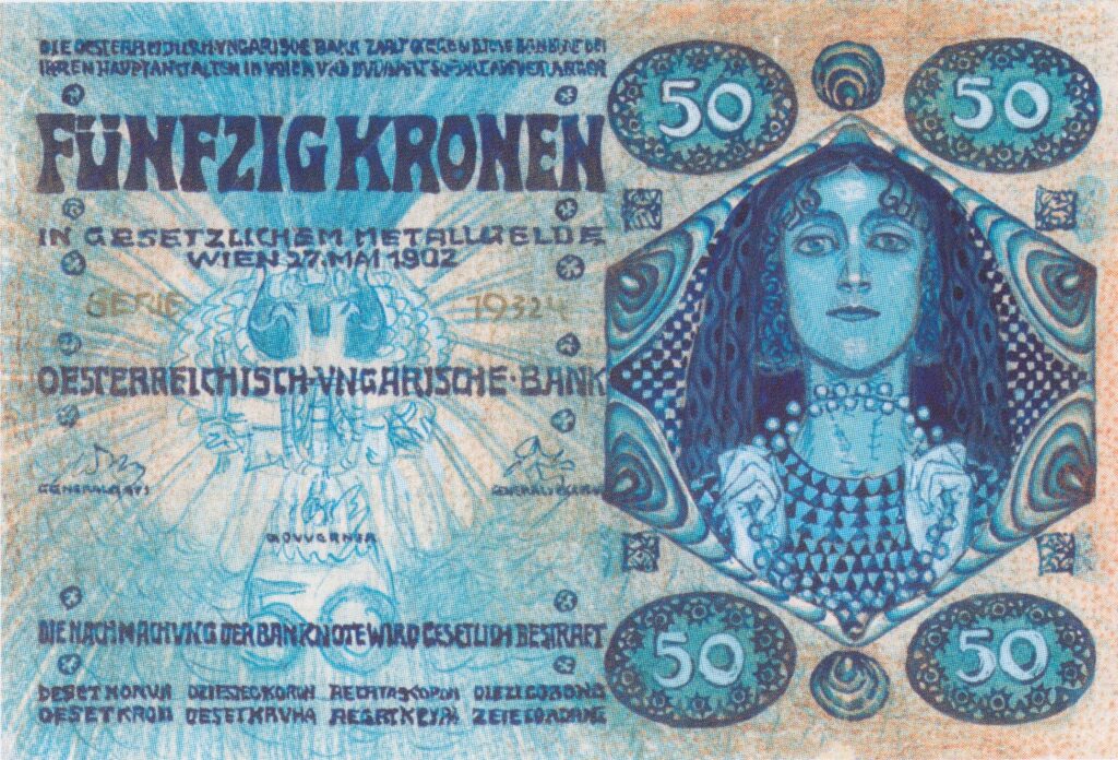 Design for the bill of 50 crowns (1902) - Koloman Moser Tablo