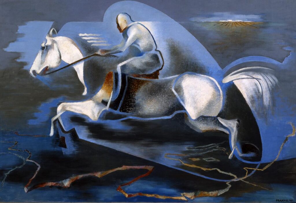 Dinamica dell’azione (Miti dell’azione, Mussolini a cavallo) (1939) - Enrico Prampolini Tablo