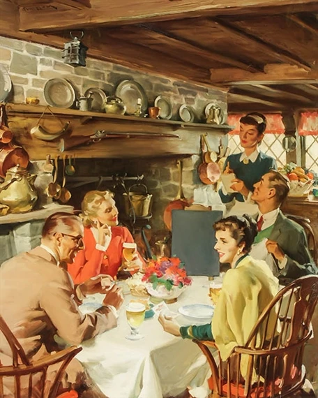 Dining in a Tavern - Haddon Sundblom Tablo