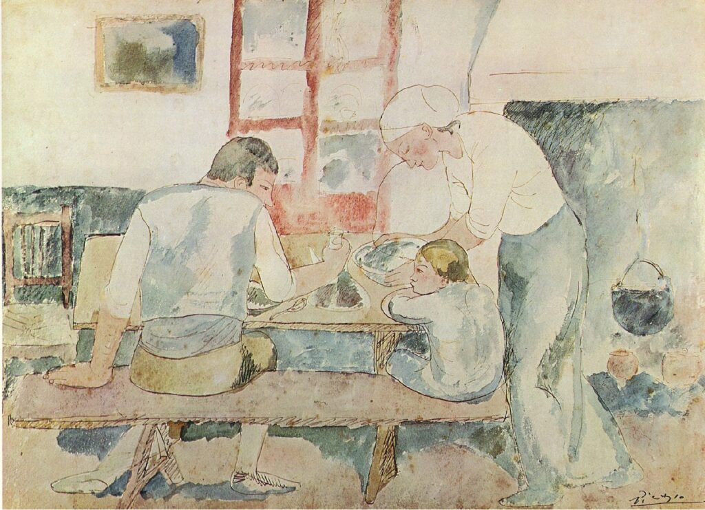 Dinner time (Evocation of Horta d'Ebre) (1903) - Pablo Picasso Tablo