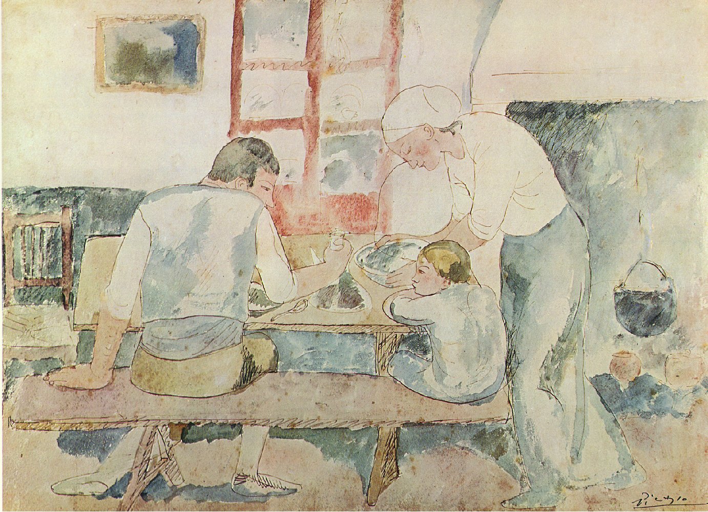 Dinner time (Evocation of Horta d'Ebre) (1903) - Pablo Picasso Tablo