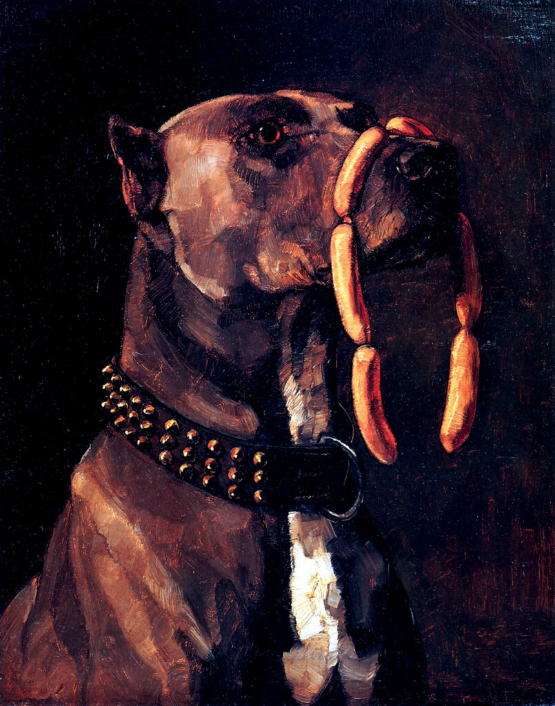 Dog with Sausages (1877) - Wilhelm Trübner Tablo