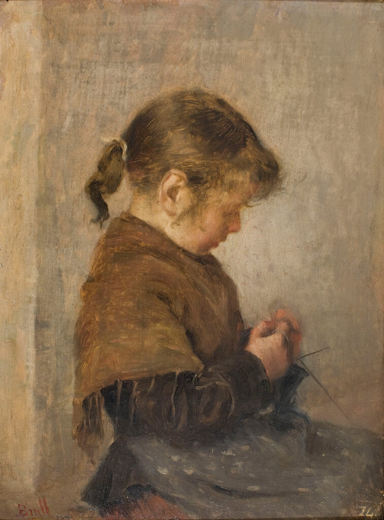 Doing stocking (1891) - Joan Brull Tablo