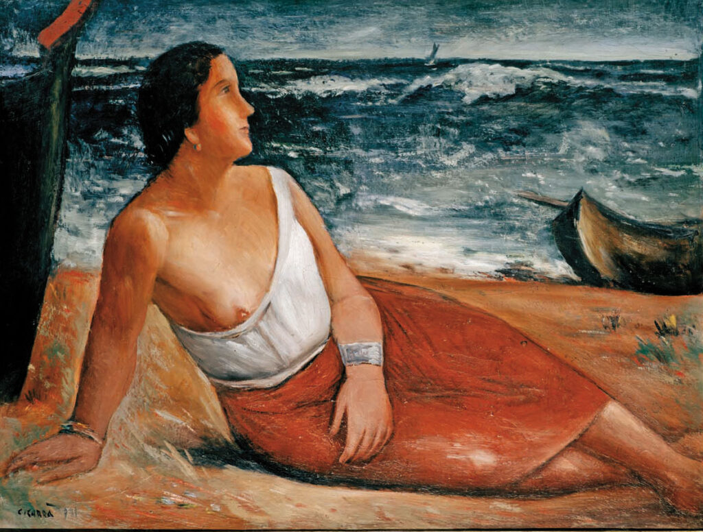 Donna sulla spiaggia (1931) - Carlo Carrà Tablo