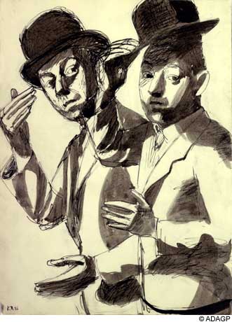Double self portrait in a bowler hat (1936) – Jean Dubuffet Tablo