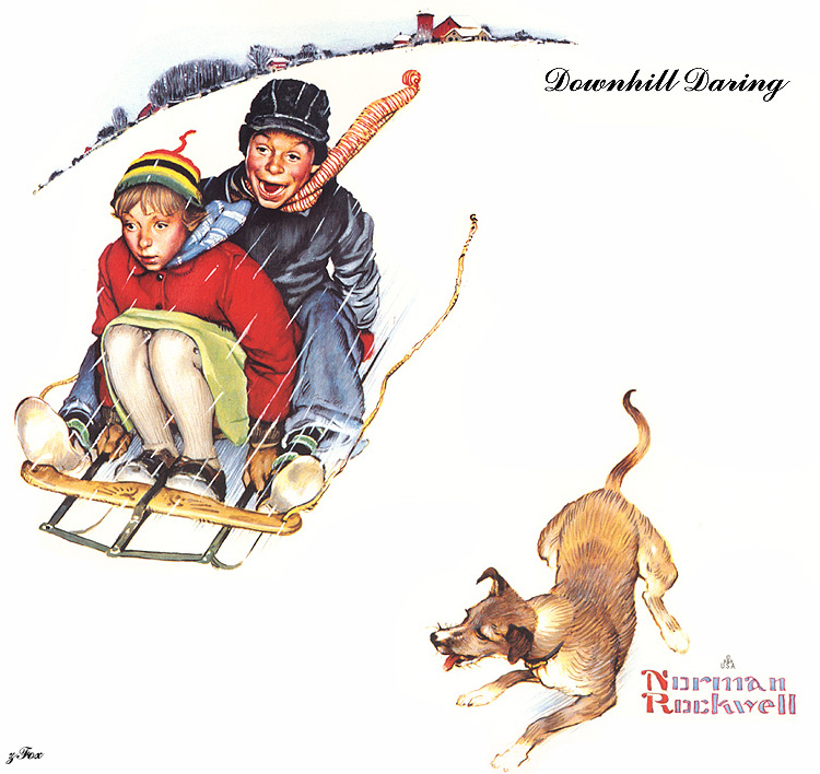 Downhill Daring (1949) - Norman Rockwell Tablo