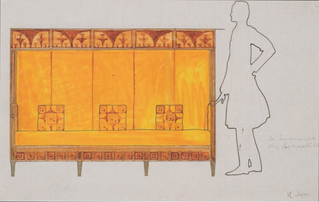 Draft drawings for the breakfast room of the apartment Eisler Terramare, proportion of study seat (1903) – Koloman Moser Tablo