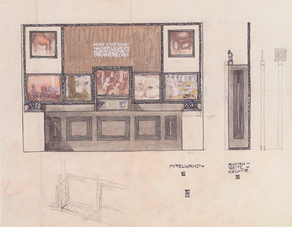Draft for the space of the Austrian State Printing House on show in London (1906) - Koloman Moser Tablo
