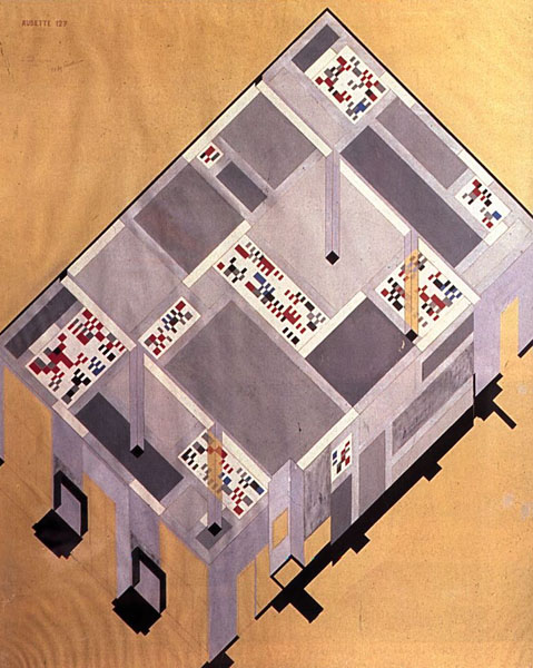 Draft for the tearoom on the ground floor of the Cafe Aubette (1926) – Sophie Taeuber-Arp Tablo