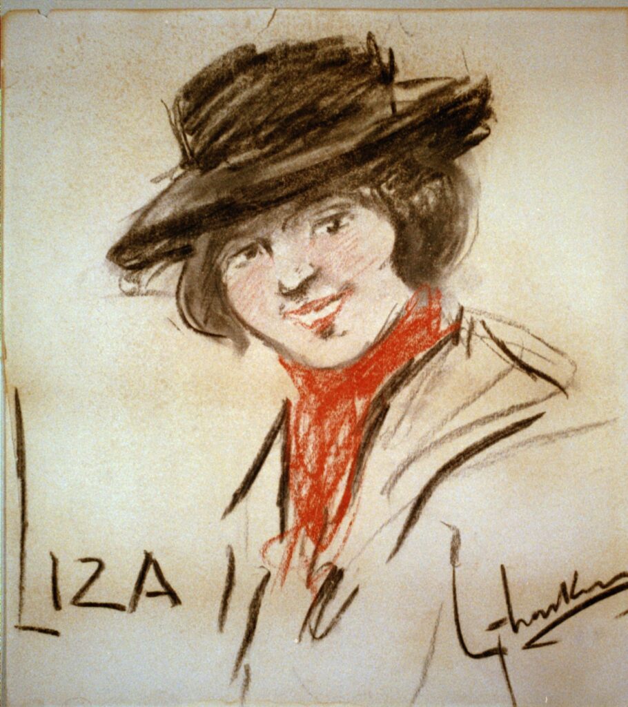 Drawing of Eliza Doolittle, a character from George Bernard Shaw's play Pygmalion - George Luks Tablo