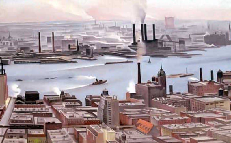 East River from the Thirtieth Story of the Shelton Hotel (1928) - Georgia O'Keeffe Tablo