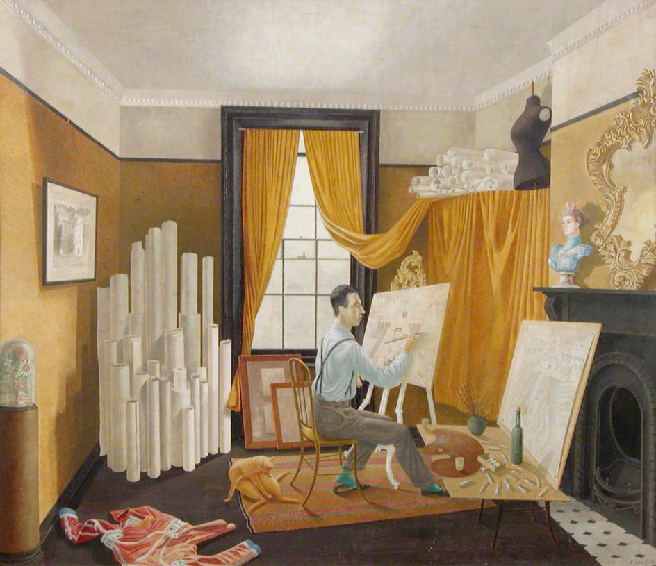Edward Bawden Working in His Studio (1930) – Eric Ravilious Tablo