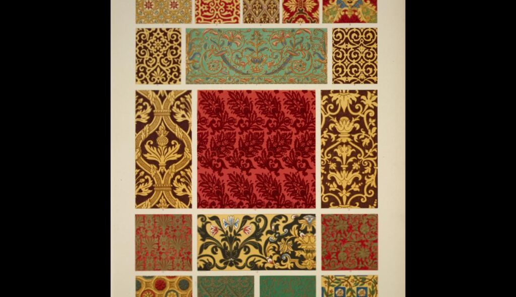 Elizabethan Ornament no. 3. Painted ornaments and ornaments on woolen fabrics from the time of Henry - Owen Jones Tablo