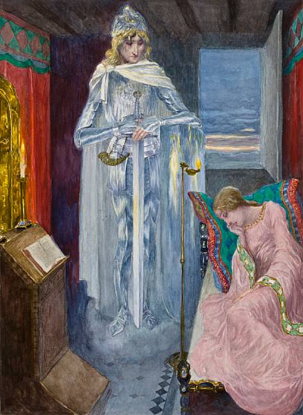 Elsa (act III), Scene from Lohengrin (1919) – Heinrich Lefler Tablo